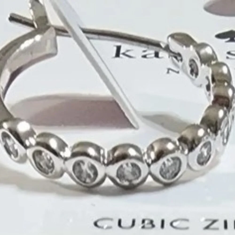 kate spade Silver Hoop Earrings Full Circle Huggies - Picture 6 of 6